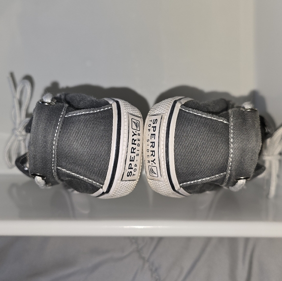 Sperry Top-Sider: Halyard, Youth: 10.5, Charcoal Blue, EUC, Salt-Washed Canvas - Picture 5 of 8